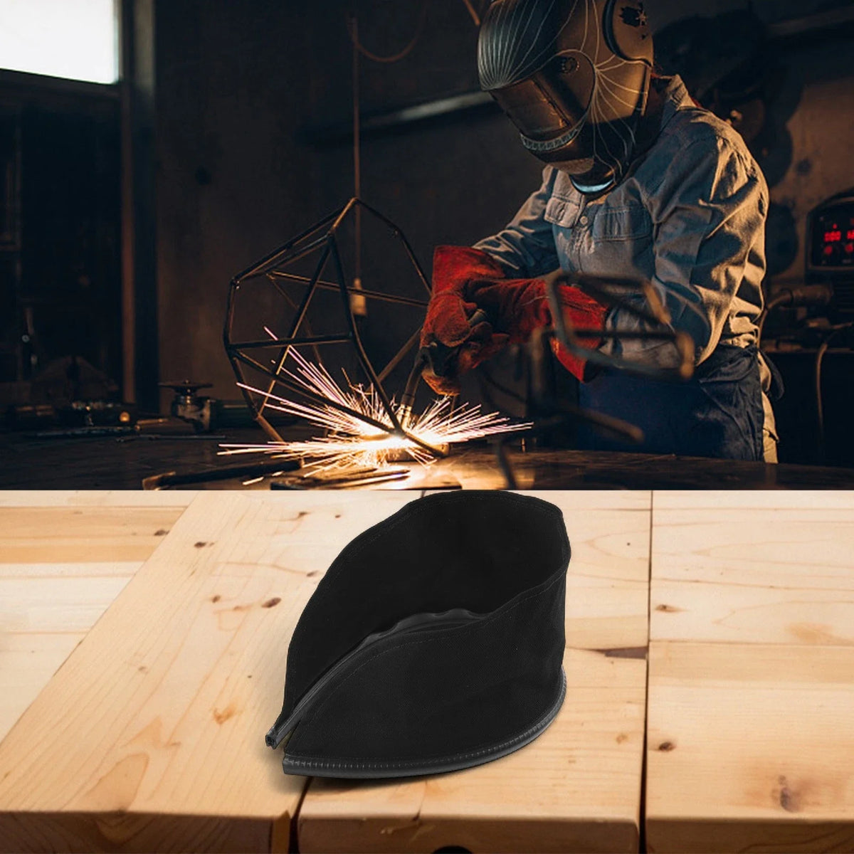 Neck Protection Bib for Welders Helmet - Heat Resistant, Flame Retardant