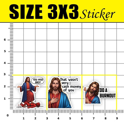 9pcs Funny Jesus Sticker Pack for Universal Use