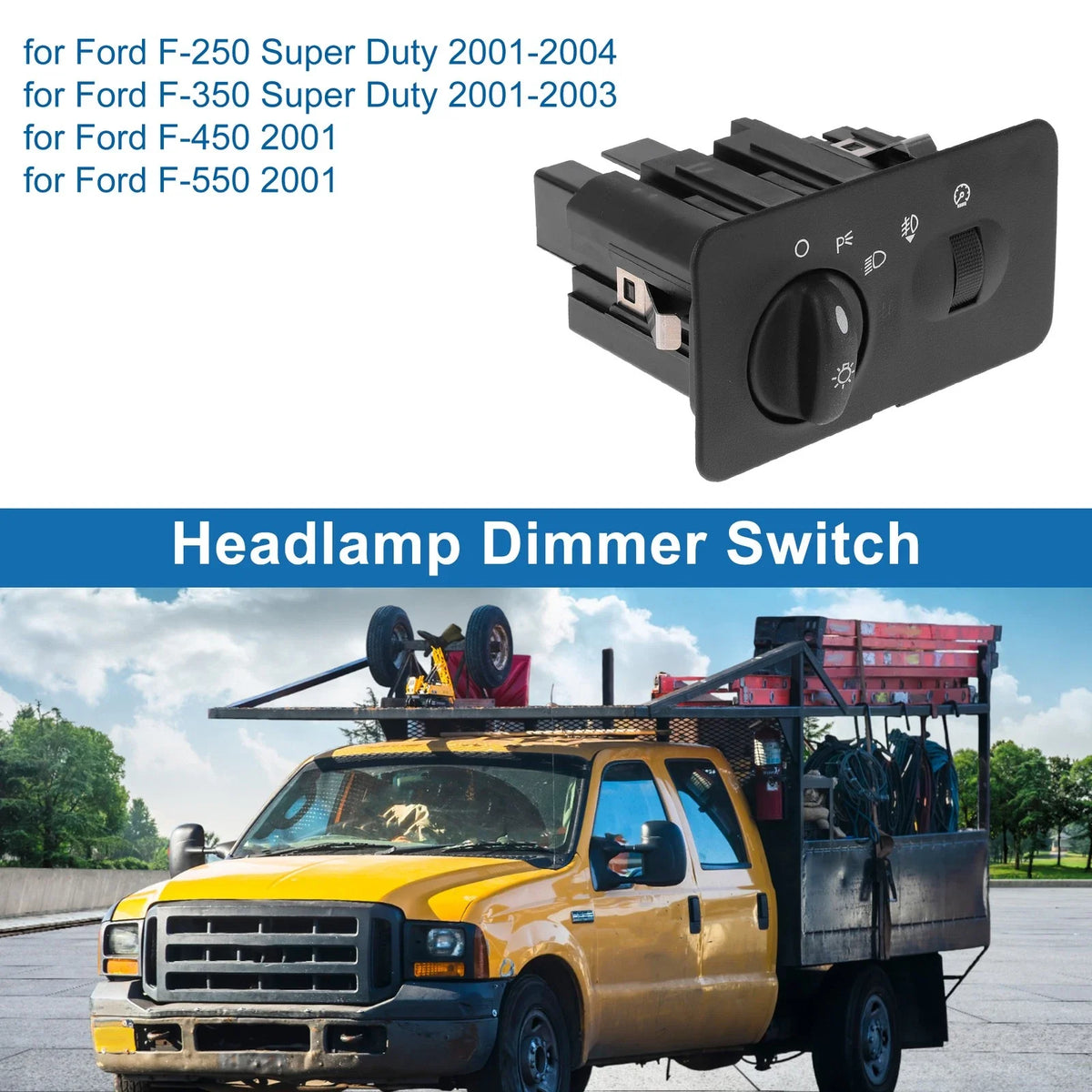 Headlight Switch for Ford F-250 Super Duty (2001–2004) No.1C3Z11654BAA Black
