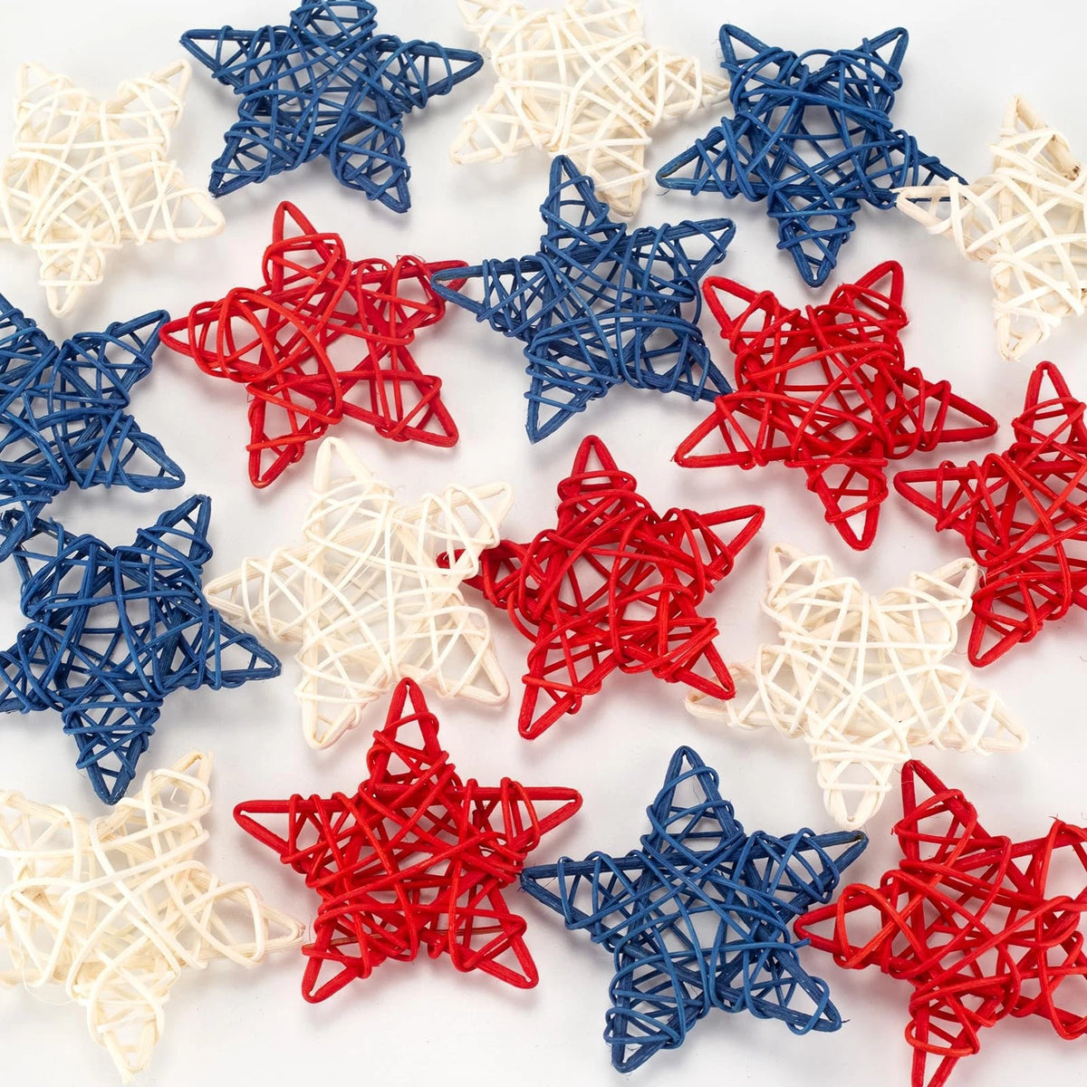 18 Pcs Patriotic Rattan Star Decor for 4th of July