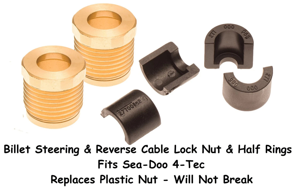 Set of 2 Steering & Reverse Cable Billet Lock Nut & Half Ring for Sea Doo RXP RXT (2002–2023)