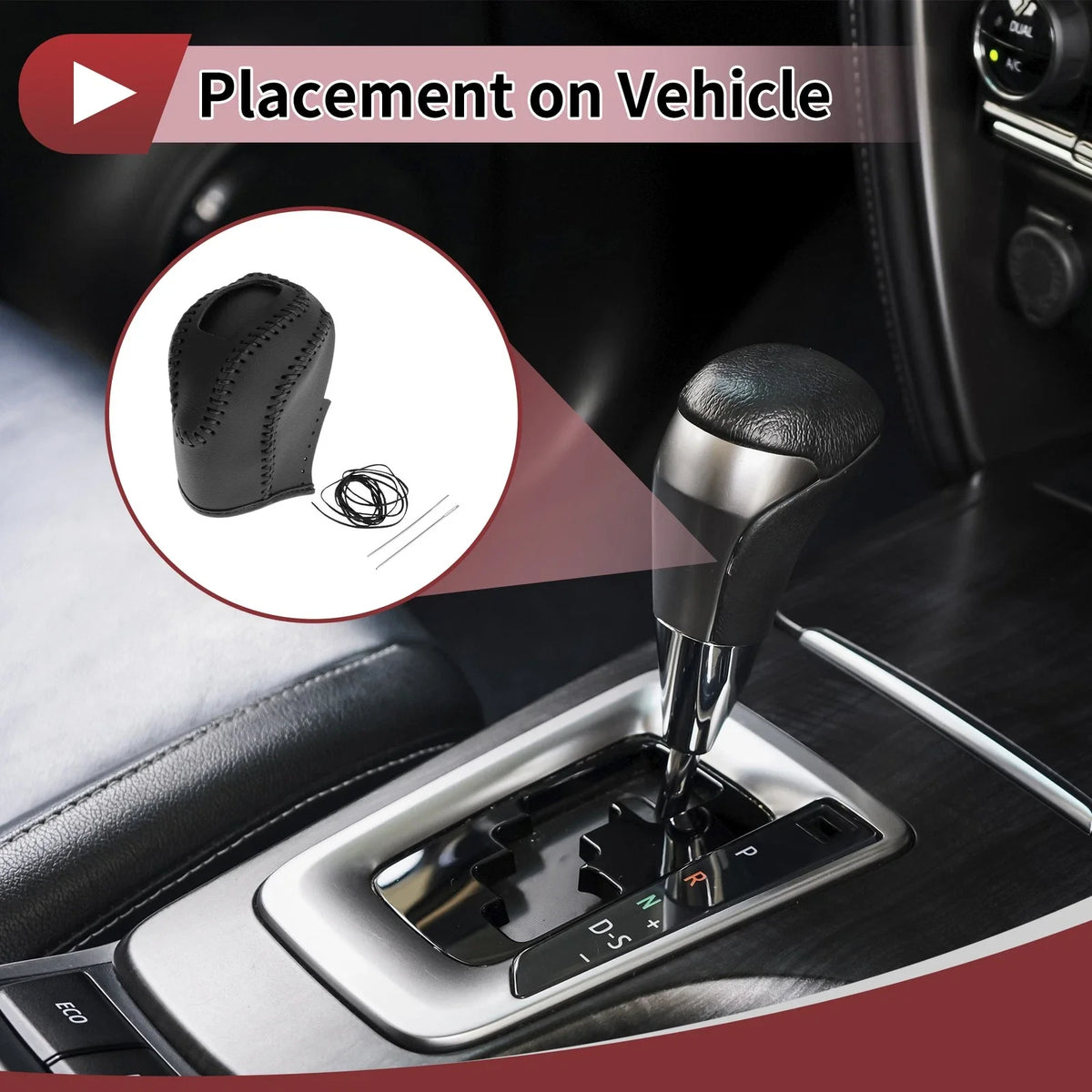Gear Shift Knob Cover for Volkswagen Taos (2022–2023) Black Faux Leather
