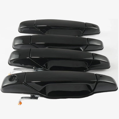 Set of 4 Black Outside Door Handles for Chevy Silverado Avalanche Tahoe (2007–2014)