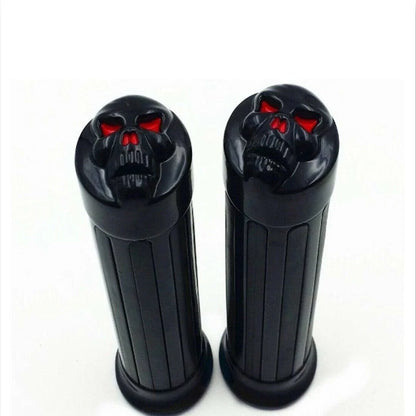 Black Skull Hand Grips for Harley Davidson Chopper Softail Dyna (25mm)