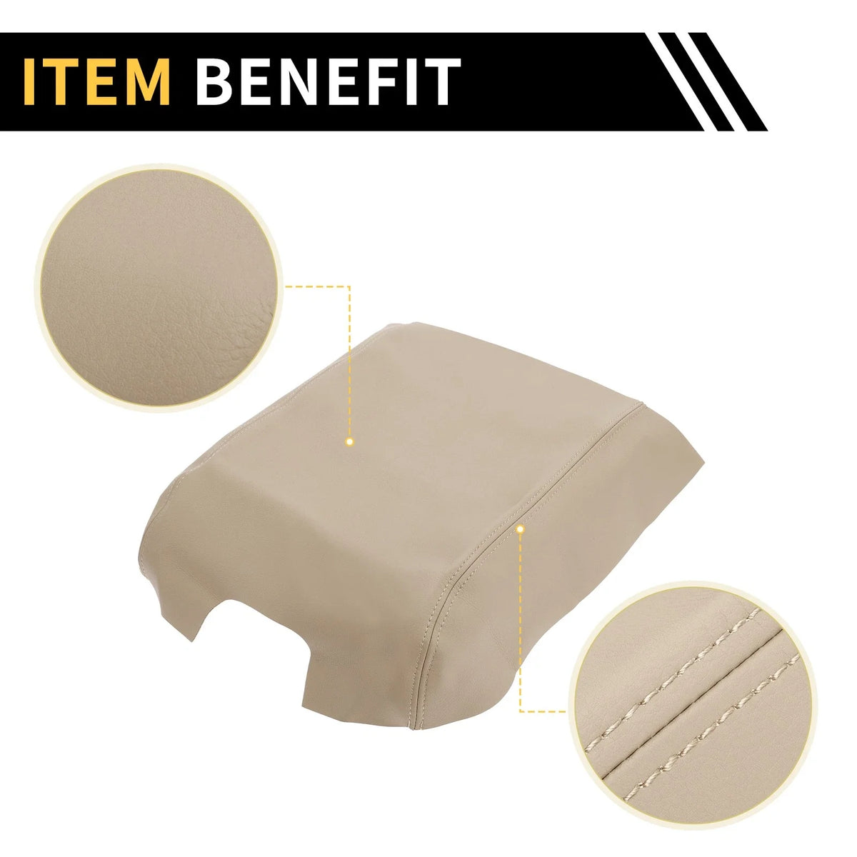 Console Lid Armrest Cover for Ford F-150 (2015–2020) Microfiber Leather Beige