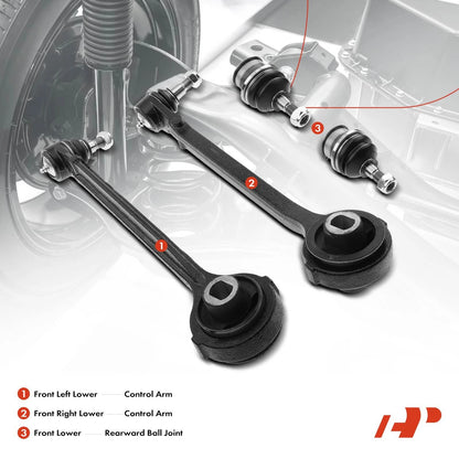 Set of 4 Front Lower Control Arms & Ball Joints for Chrysler 300 Dodge Magnum (K620258, K620257, K80996, K7469)
