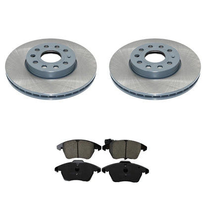 DuraGo Front Rotors & Akebono EURO Ceramic Brake Pads Kit for Beetle Golf (FWD)