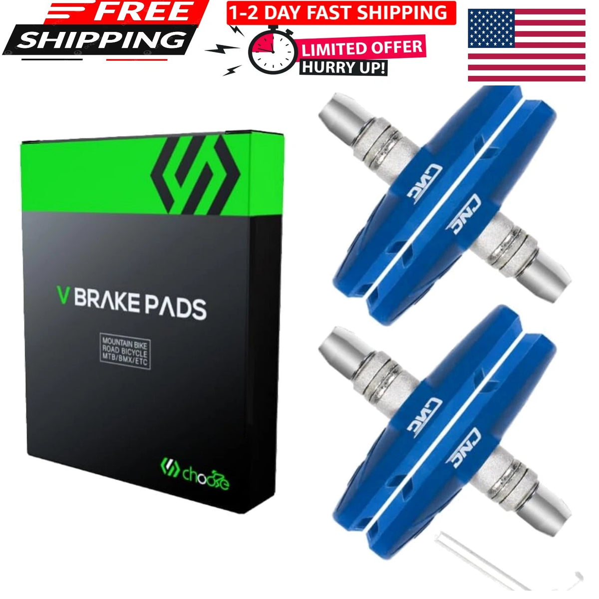 2X Bike V-Brake Pads 70mm for Universal Bicycle Brake Blocks