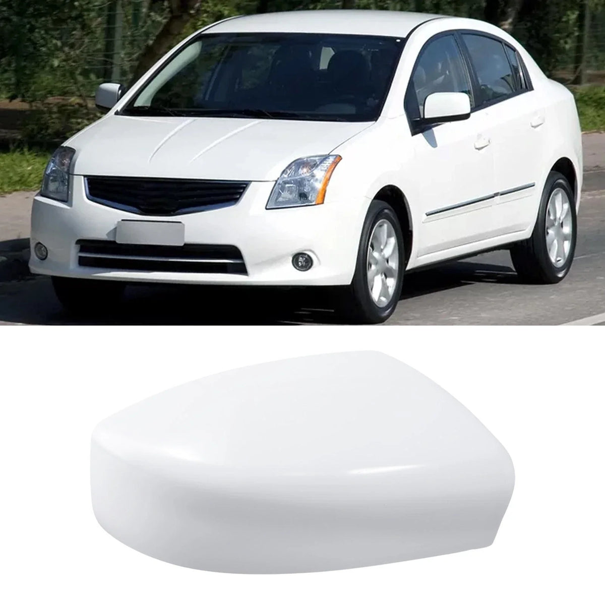 Unpainted White ABS Driver Side Mirror Cover for Nissan Sentra
