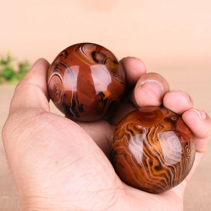2pc Natural Silk Sardonyx Agate Sphere 30MM Quartz Crystal Ball
