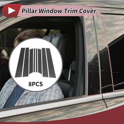 8 Pcs Door Pillar Window Trim for Ford Territory (2004–2016) Carbon Fiber