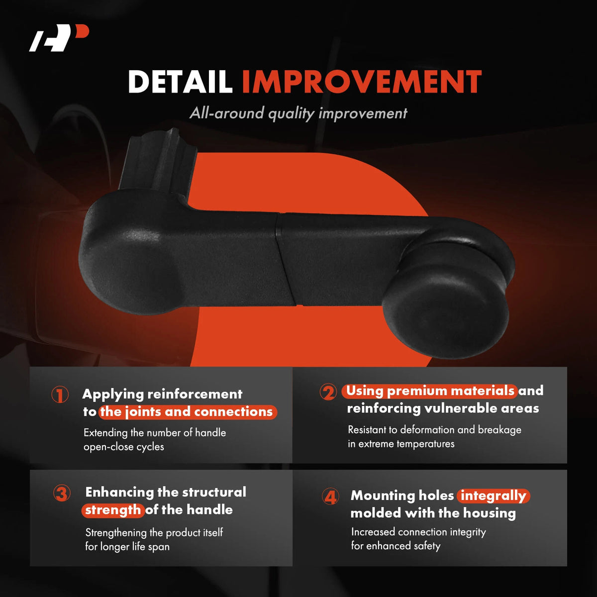2X Front Texture Window Crank Handle for Ford F-150 F-250 (2015–2023) 97664, FL3Z1523342AA