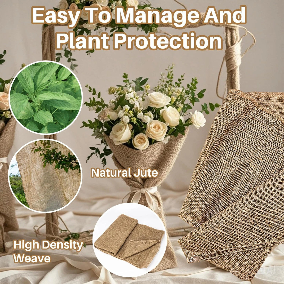 Burlap Fabric Roll for Gardening (13ft x 19.7in)