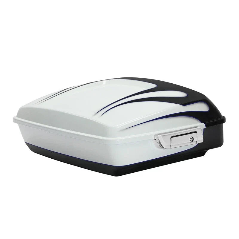 Chopped Trunk for Harley Touring (2014–2024) White Amethyst Black Licorice Flames