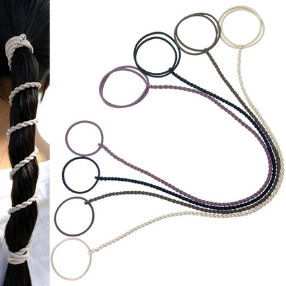 Pack of 4 Hair Ties for Women - Black/Beige/Brown/Purple 16"