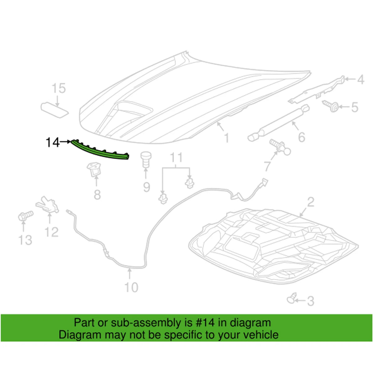 Front Hood Seal for Chrysler 300, Dodge Challenger, Charger (OEM)