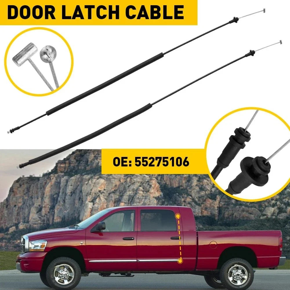 2Pc Rear Door Lock Latch Release Cable for Dodge Ram 1500 2500 3500 (1998–2002) EF