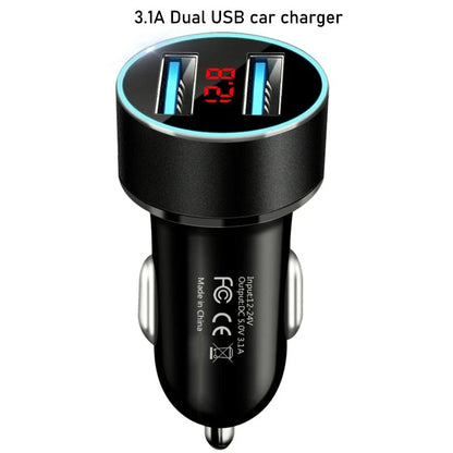 Dual USB Car Phone Charger with LED Display for Universal Use (2010–2023)