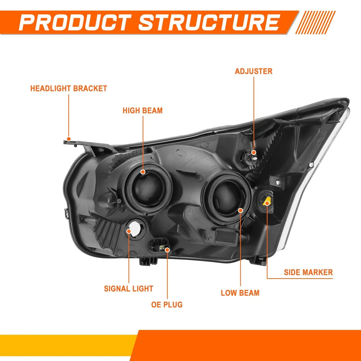 Right Side Chrome Housing Amber Corner Headlight for Ford Transit 150-350 (2015–2023)