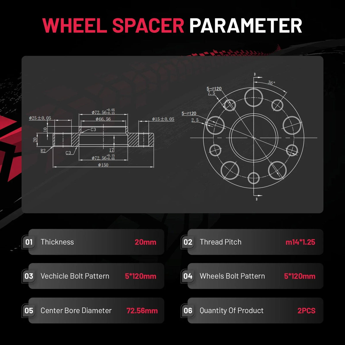 2PCS 20mm HubCentric Wheel Spacers for BMW 328d (2015–2018)