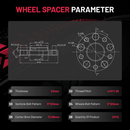 2PCS 20mm HubCentric Wheel Spacers for BMW 328d (2015–2018)