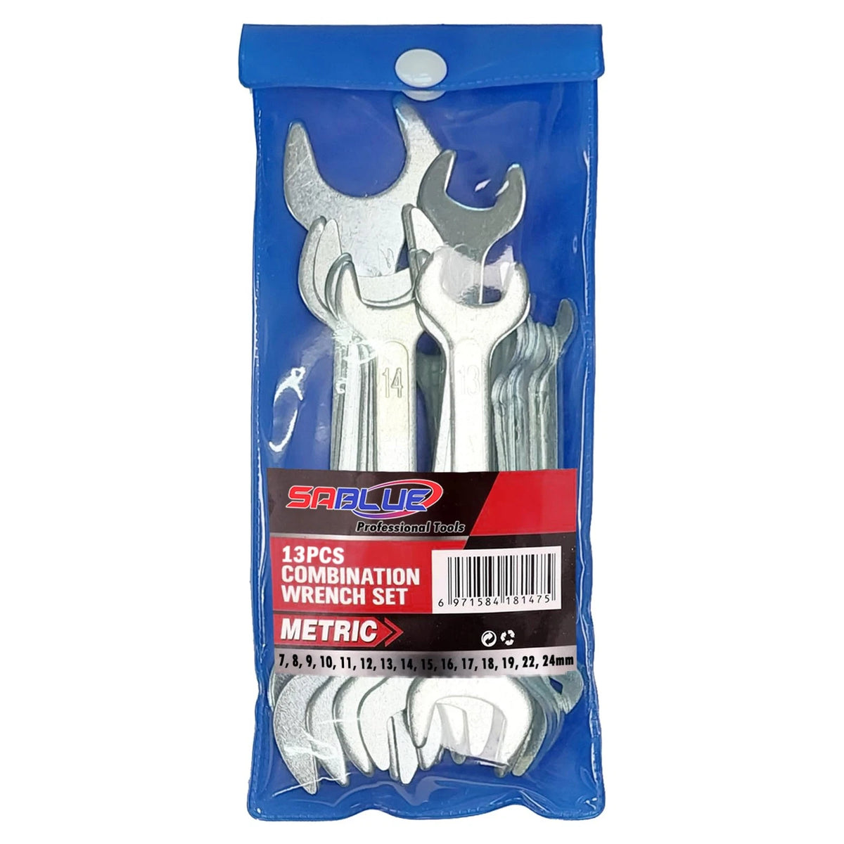 13-Piece Metric Super-Thin Open End Wrench Set (7mm to 24mm)