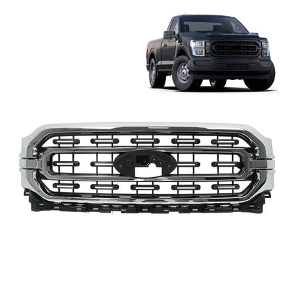 Bumper Grill Front Black & Chrome for Ford F150 XLT (2021–2022) ML3Z-8200-CA