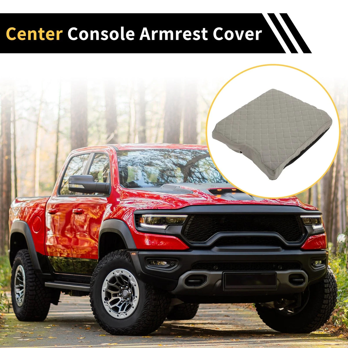 Center Console Cover for Ford F-150 (2015–2020) Microfiber Leather Grey
