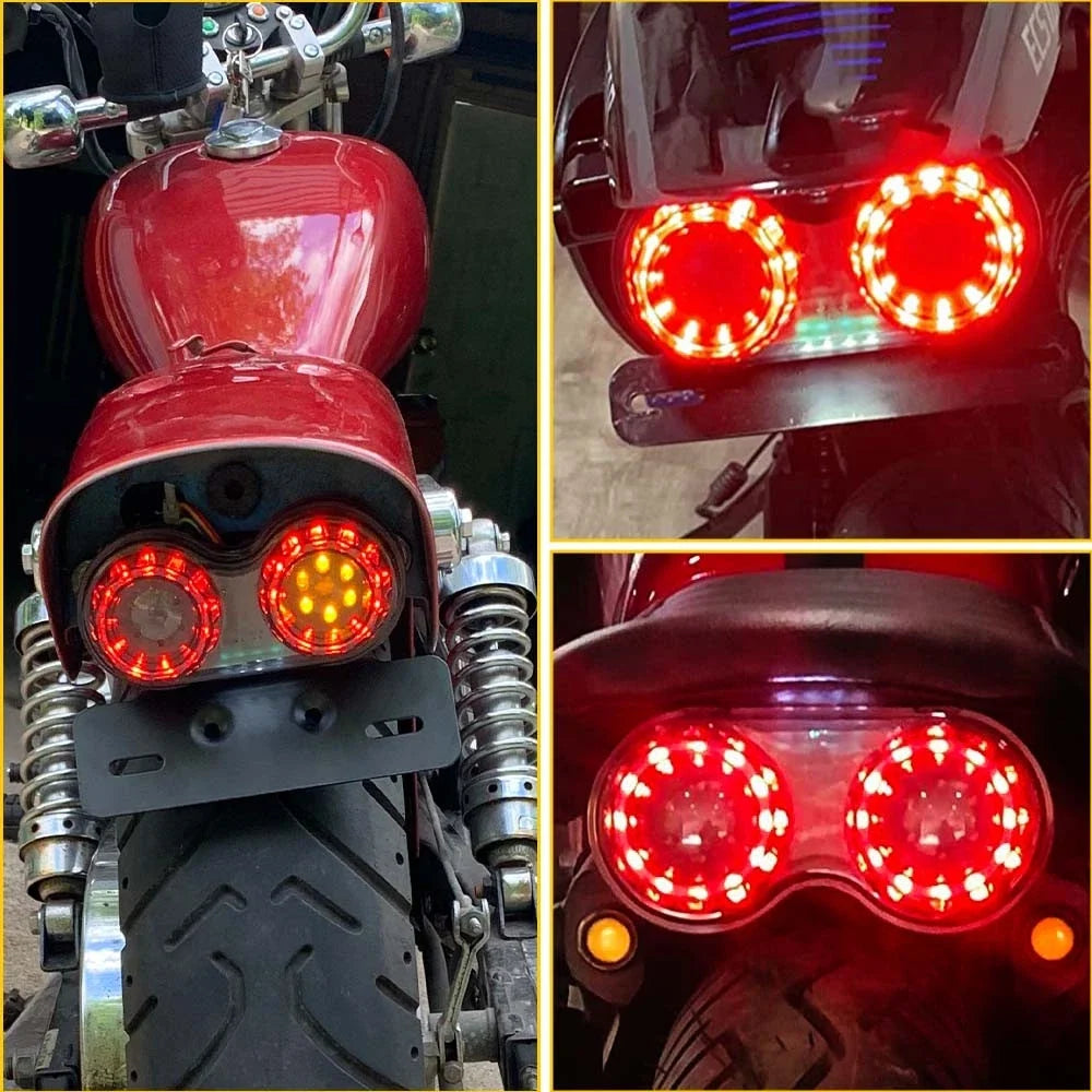 Set of 2 12V 40-SMD LED Motorcycle Turn Brake Tail Lights with License Plate