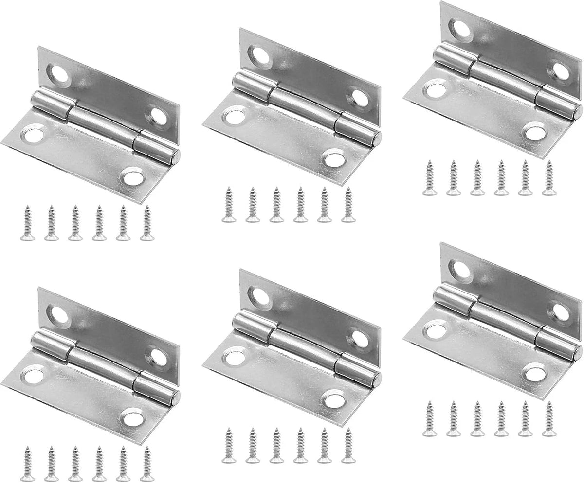 Set of 6 Butt Hinges for Small Cabinets (1.5 Inch, 304 Stainless Steel)