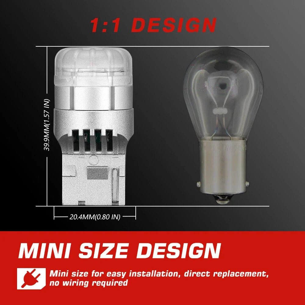 Pair T20 7440 W21W LED Indicator Bulb Kit for Universal Vehicles