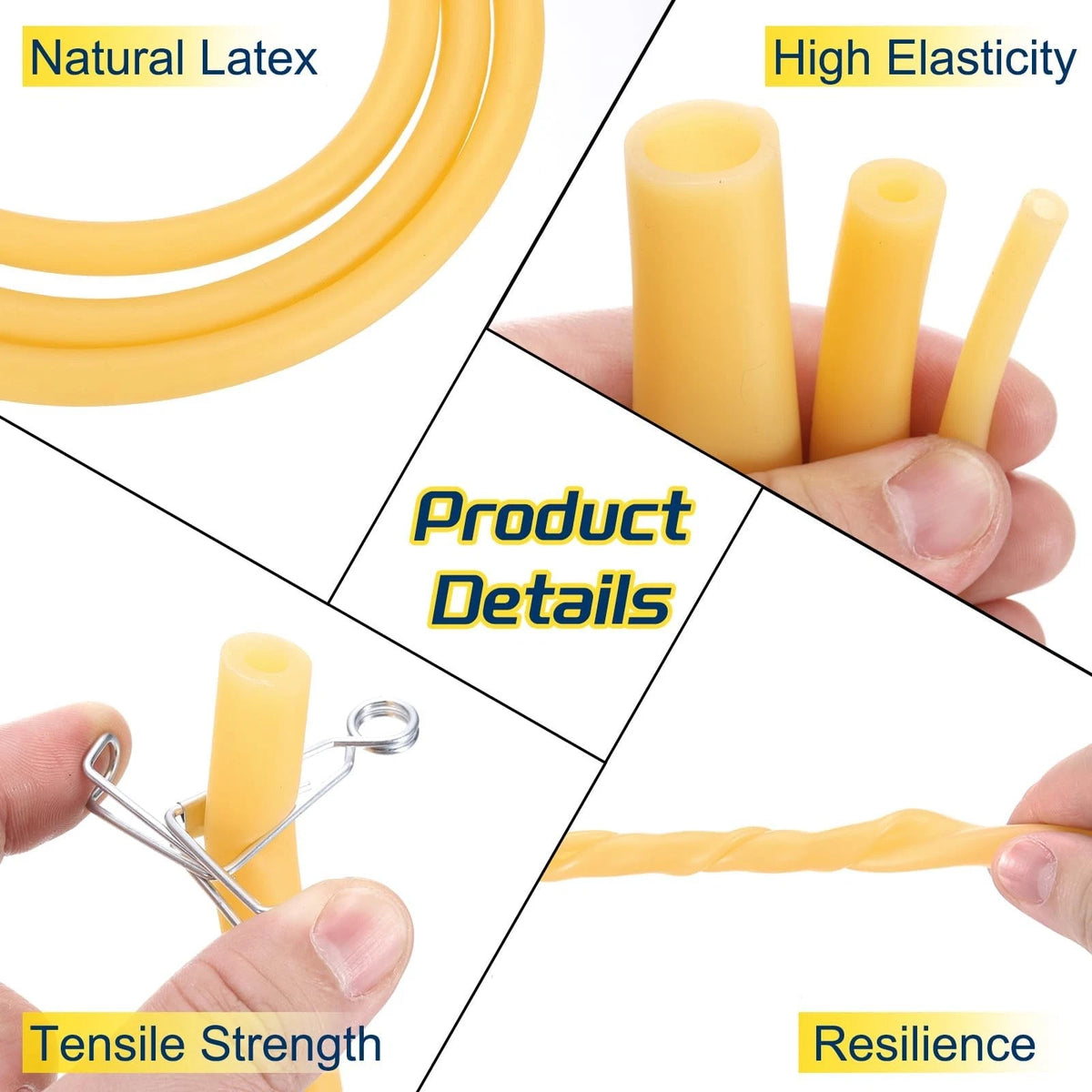 10 ft Natural Latex Rubber Tubing 3/16" (5mm) ID x 8mm OD - Yellow