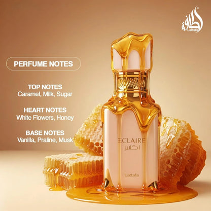 Lattafa Eclaire Vanilla Caramel Fragrance 3.4 Fl Oz (Pack of 1)