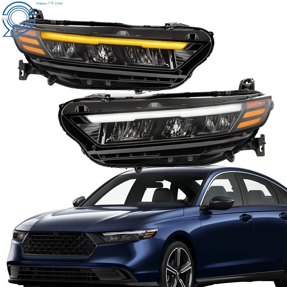 2X Full LED Headlight for Honda Accord (2023–2024) Black w/DRL Pair