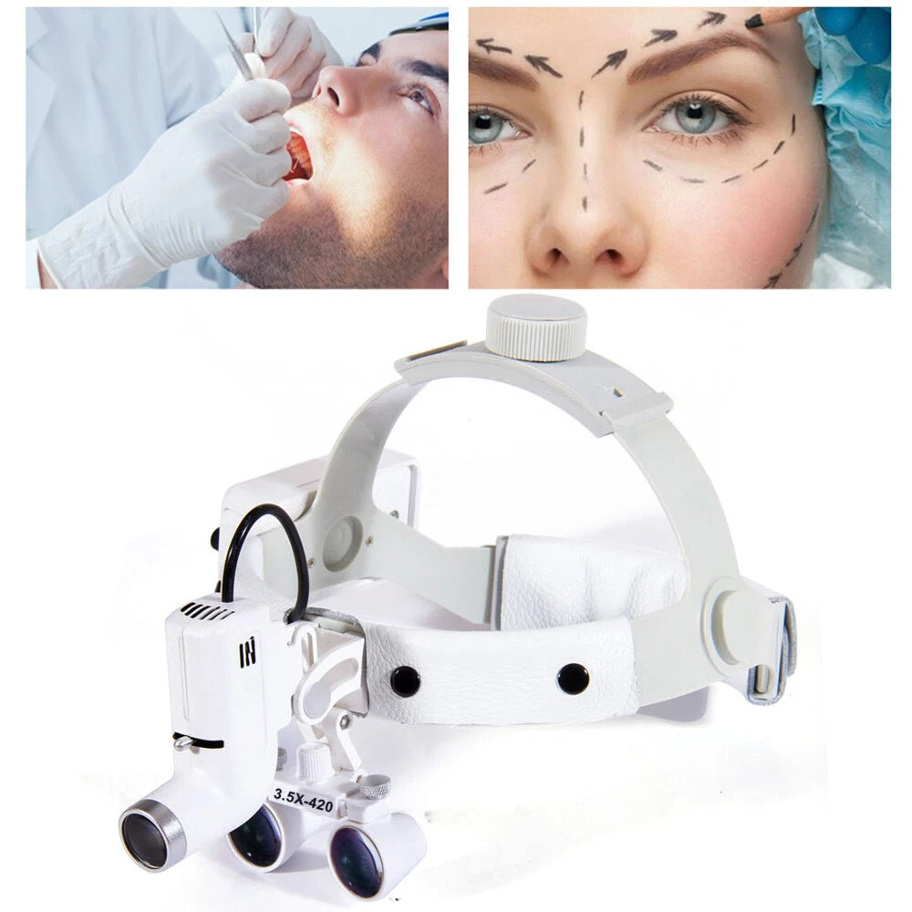 3.5X Binocular Loupes Magnifier Headband with LED Headlight