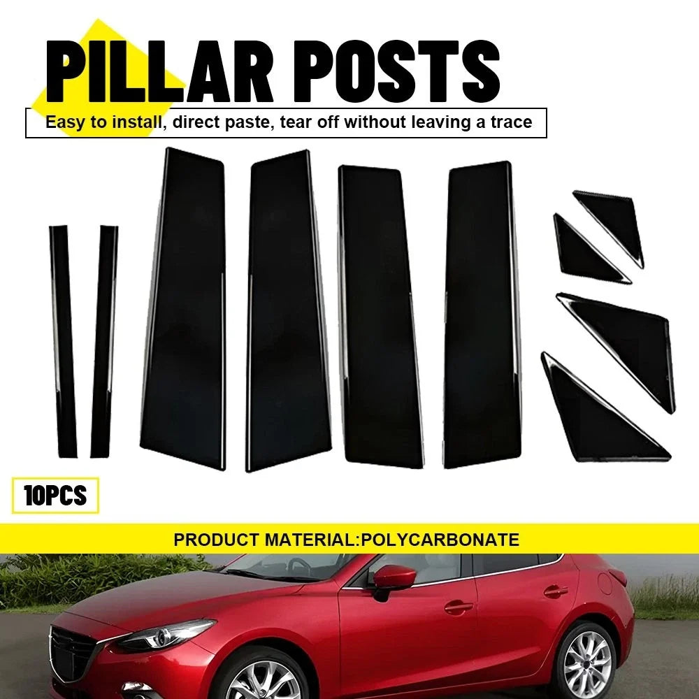 10X Black Molding Pillar Post Trim for Mazda 3 Axela (2014–2018) EXV