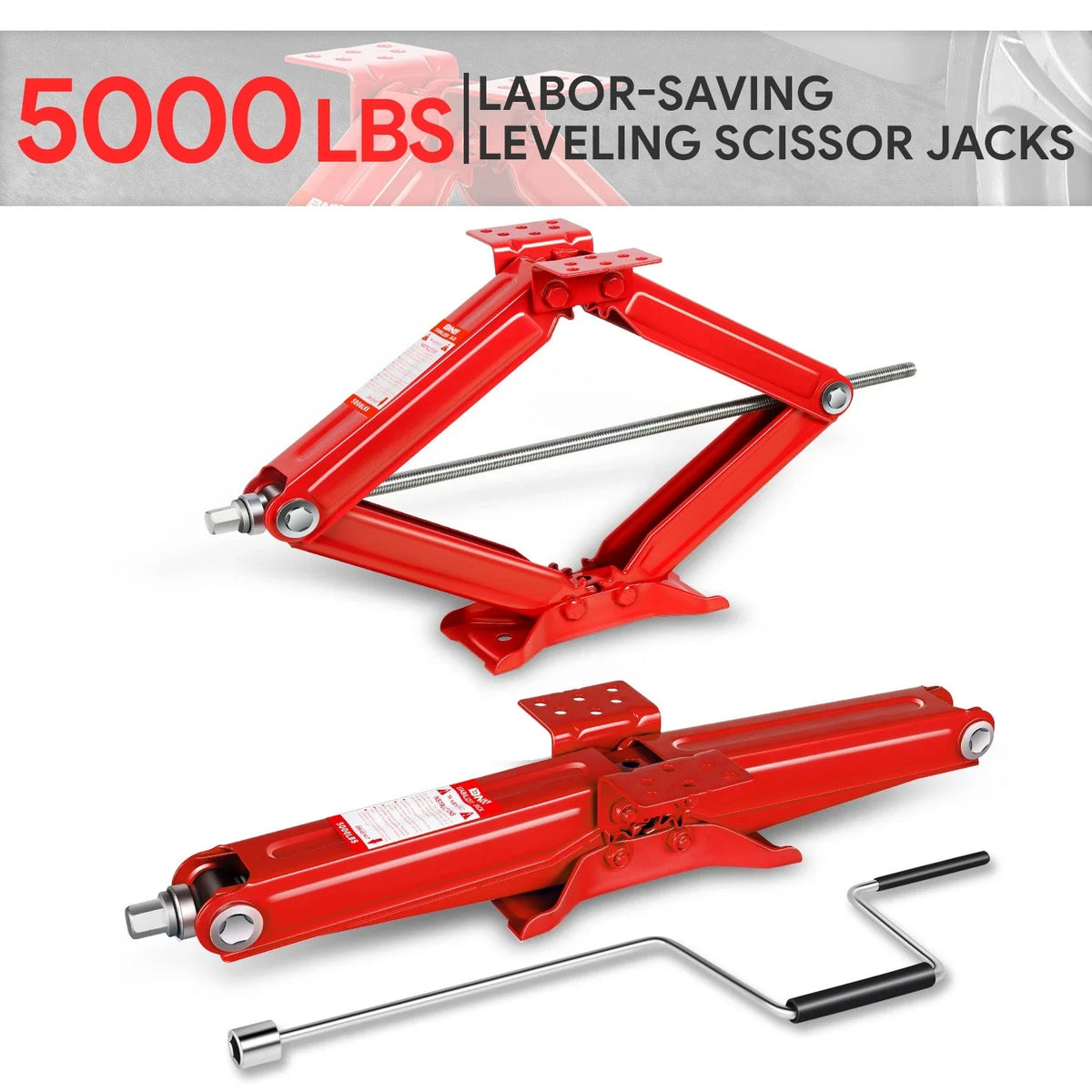 2X 2.5 Ton 24" RV Camper Stabilizer Leveling Scissor Jacks w/ Crank Handle