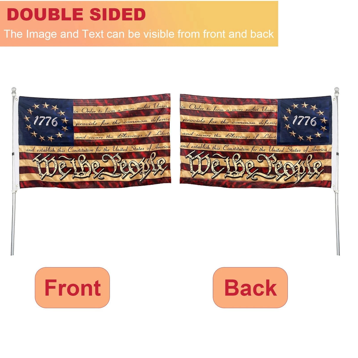 We the People Flag 3x5 Feet, Double-Sided Flag (1776)