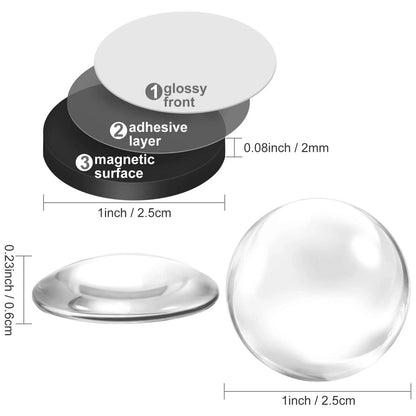 72 Pieces Round 1 Inch Glass Magnets for Crafts and Fridge Decor