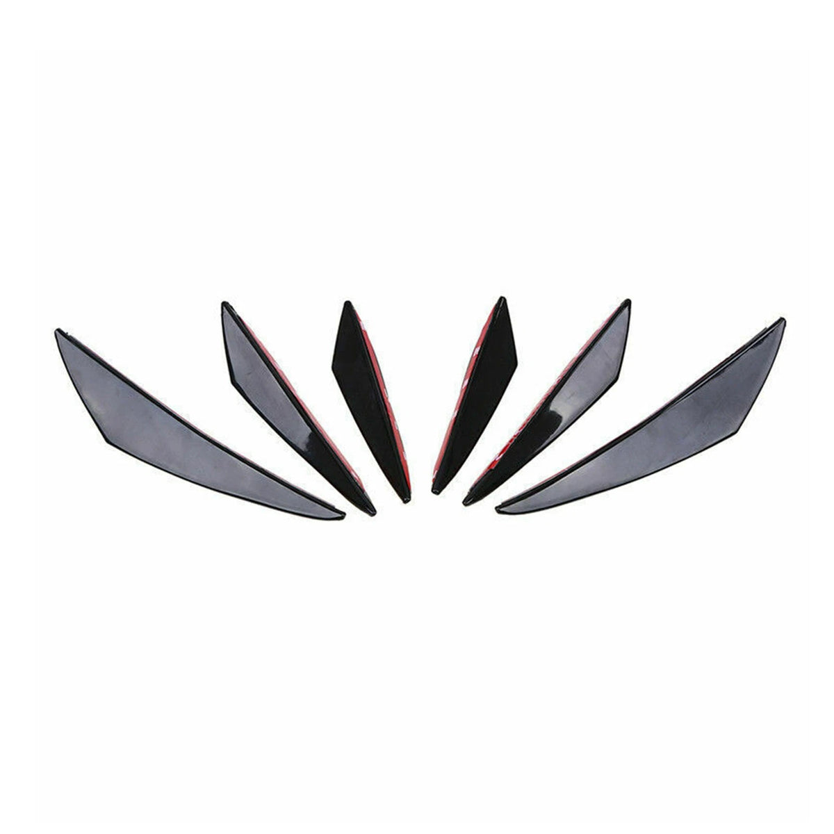 Set of 6 Gloss Black Front Bumper Fins Spoiler Canards for Universal Fit (C207-A007-GBlack)