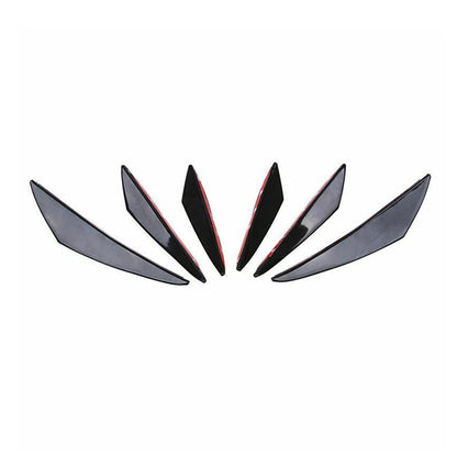 Set of 6 Gloss Black Front Bumper Fins Spoiler Canards for Universal Fit (C207-A007-GBlack)