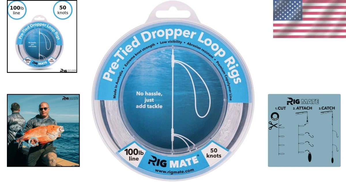 100 lb Pre-Tied Dropper Loop Rigs for Saltwater & Freshwater Fishing