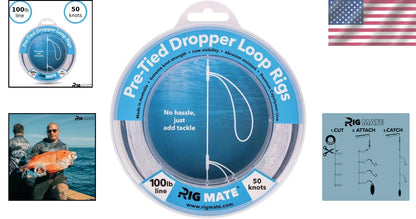 100 lb Pre-Tied Dropper Loop Rigs for Saltwater & Freshwater Fishing
