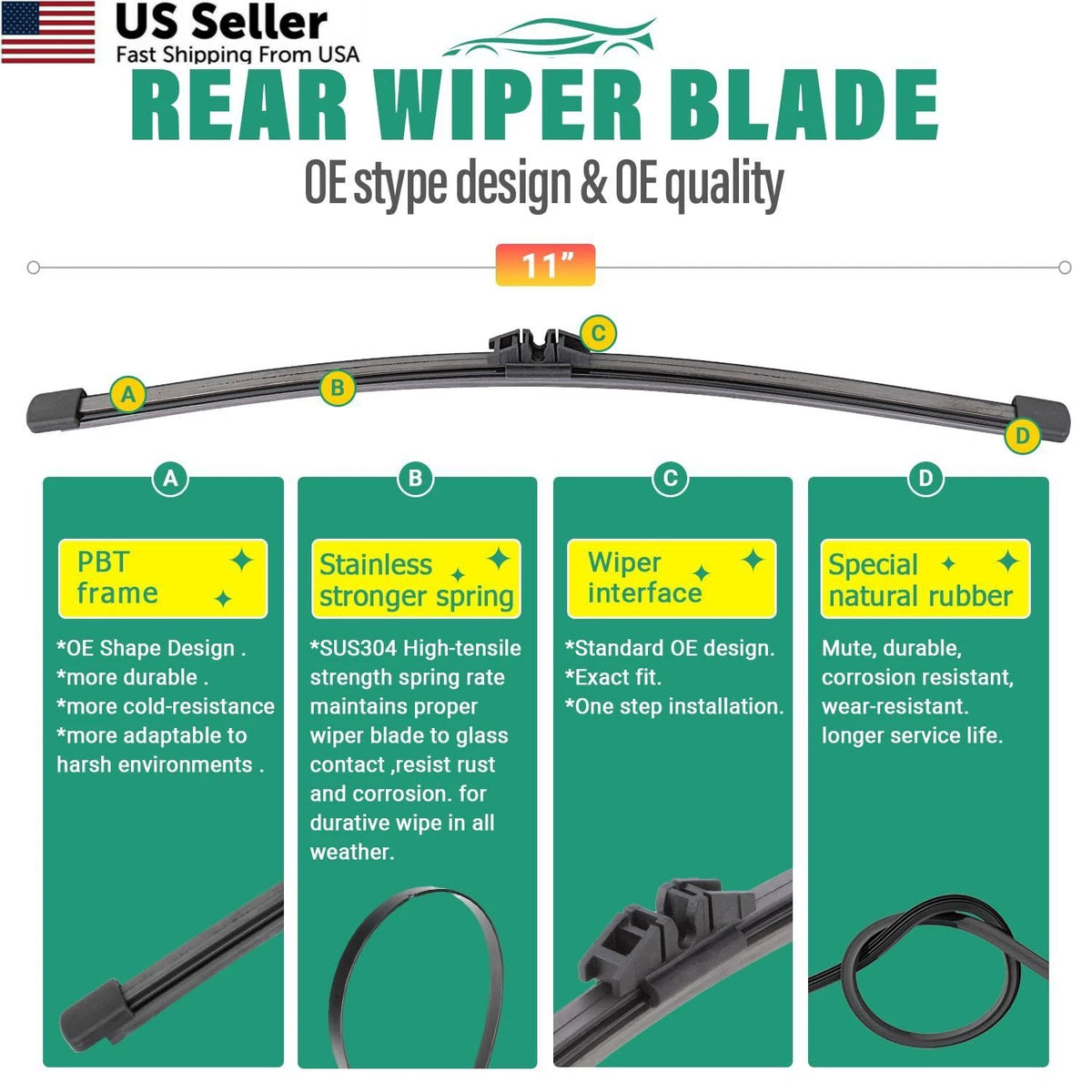 22" 11" Windshield Wiper Blades for Ford