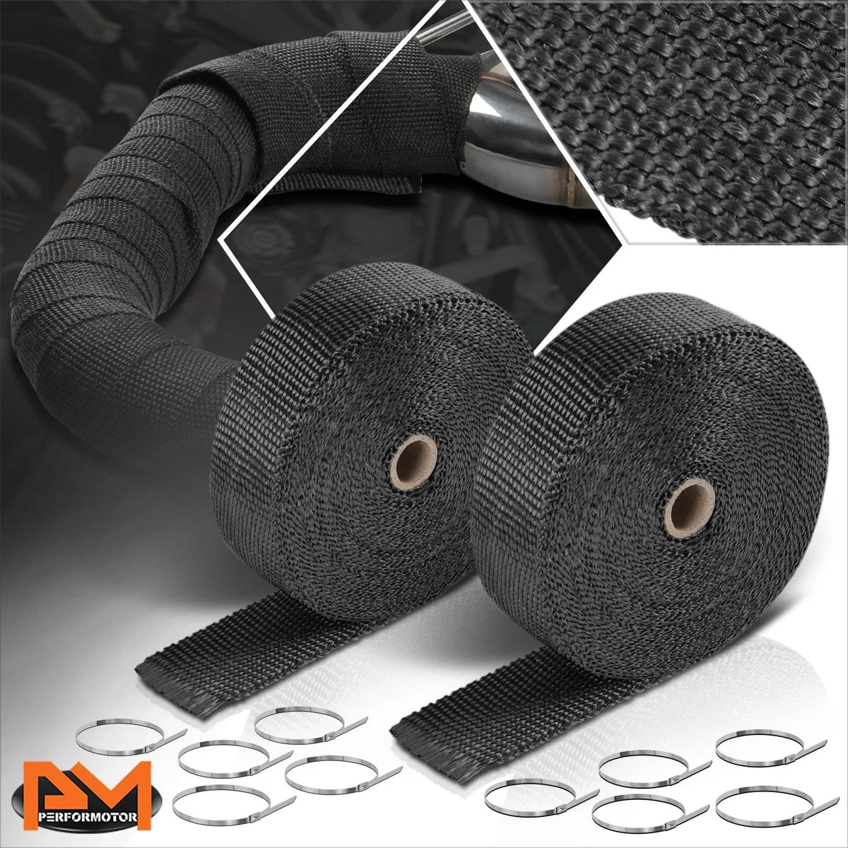 50FT 2" Fiberglass Exhaust Header Heat Wrap for Universal Applications