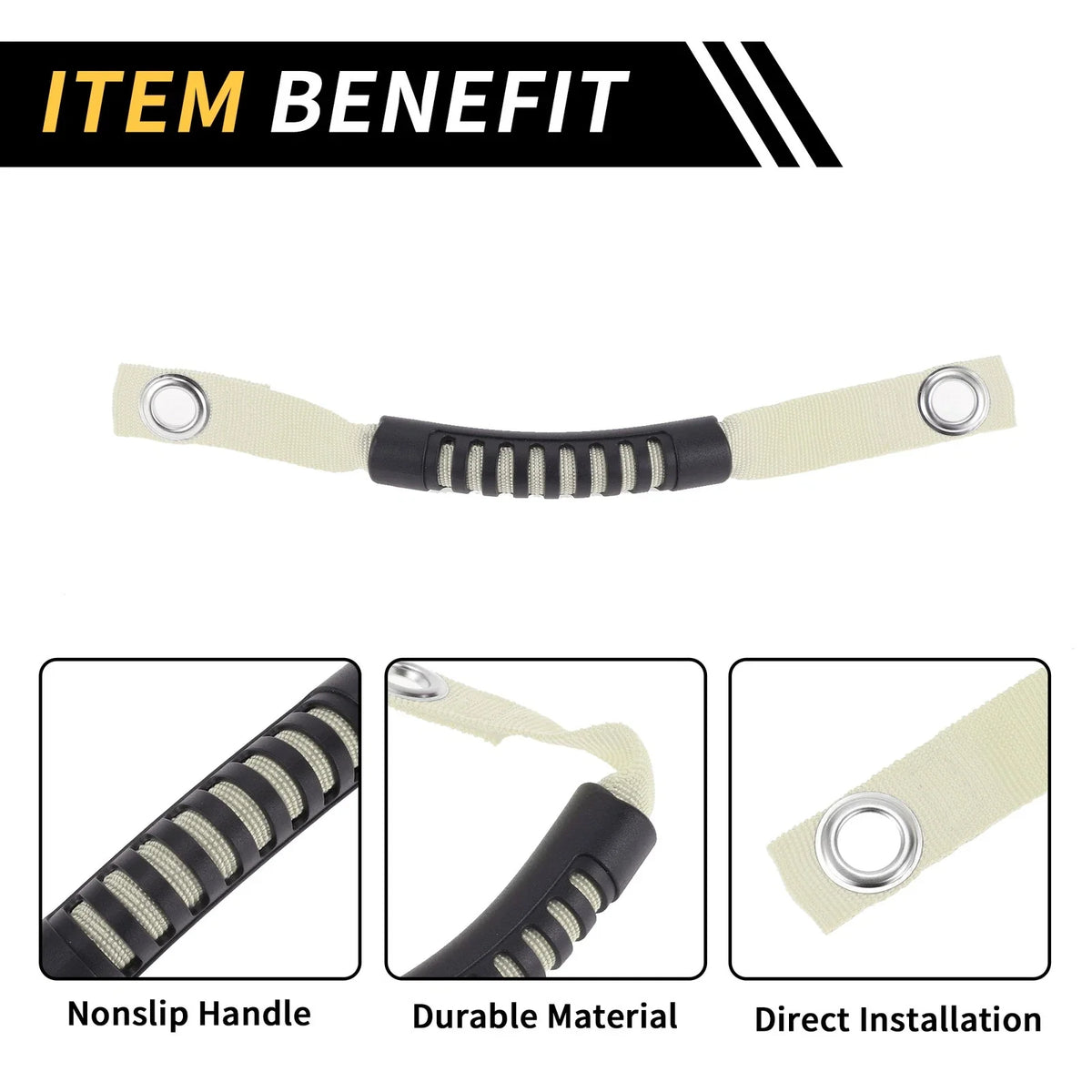 2pcs Roll Bar Grab Handles for Jeep Wrangler (2007–2018) - White