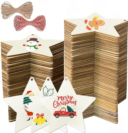 100PCS Wooden Stars for Crafts (4" - 4th of July)