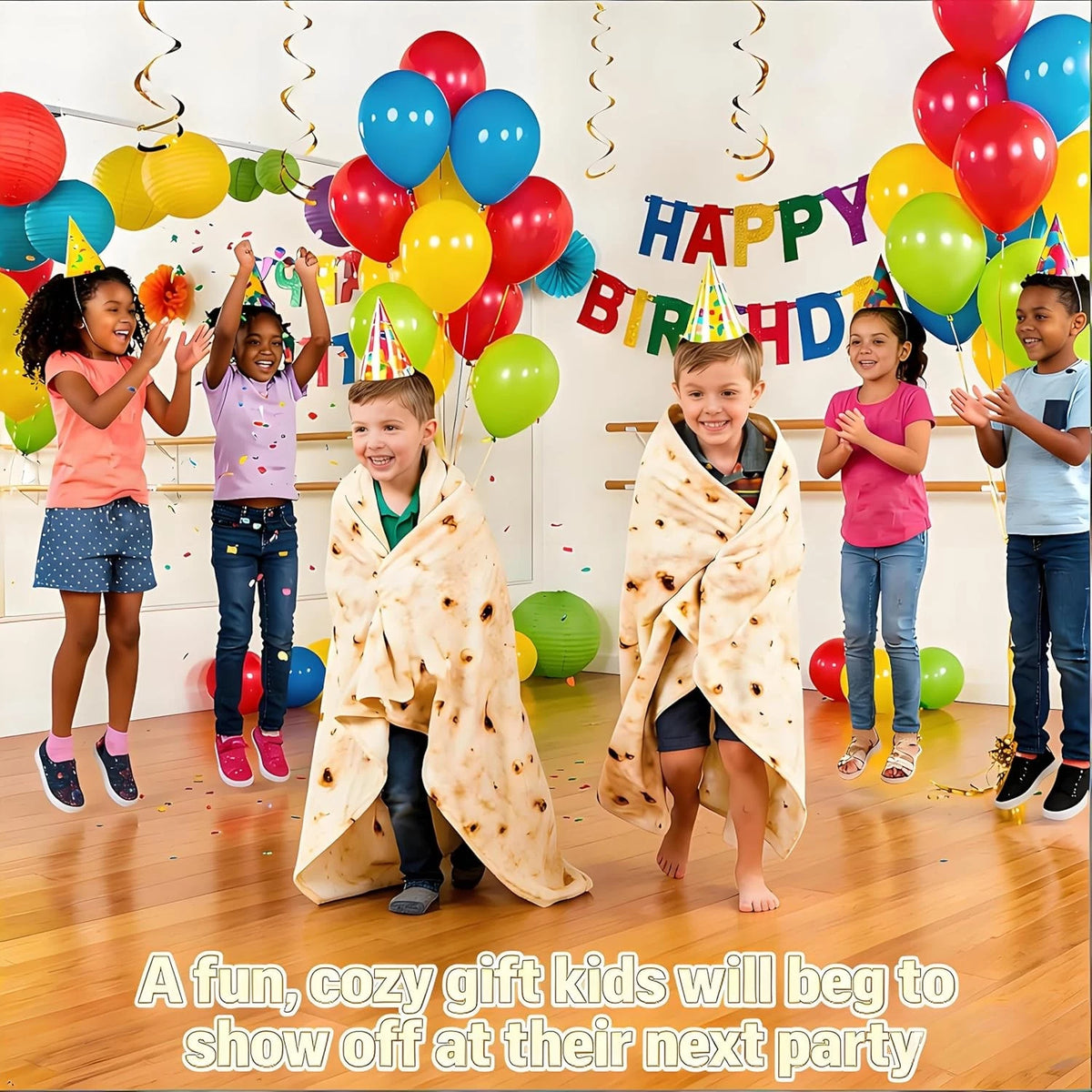 Tortilla Throw Blanket for Adults & Kids - Double Sided Taco Design