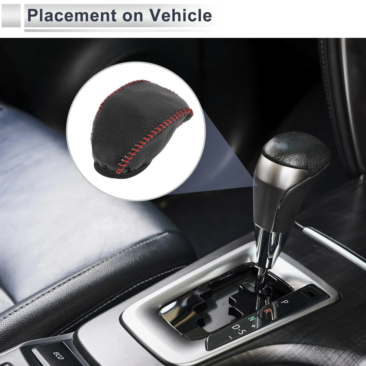 1 Pc Gear Shift Knob Cover for Toyota RAV4 (2019–2024) Pebbled Black Red