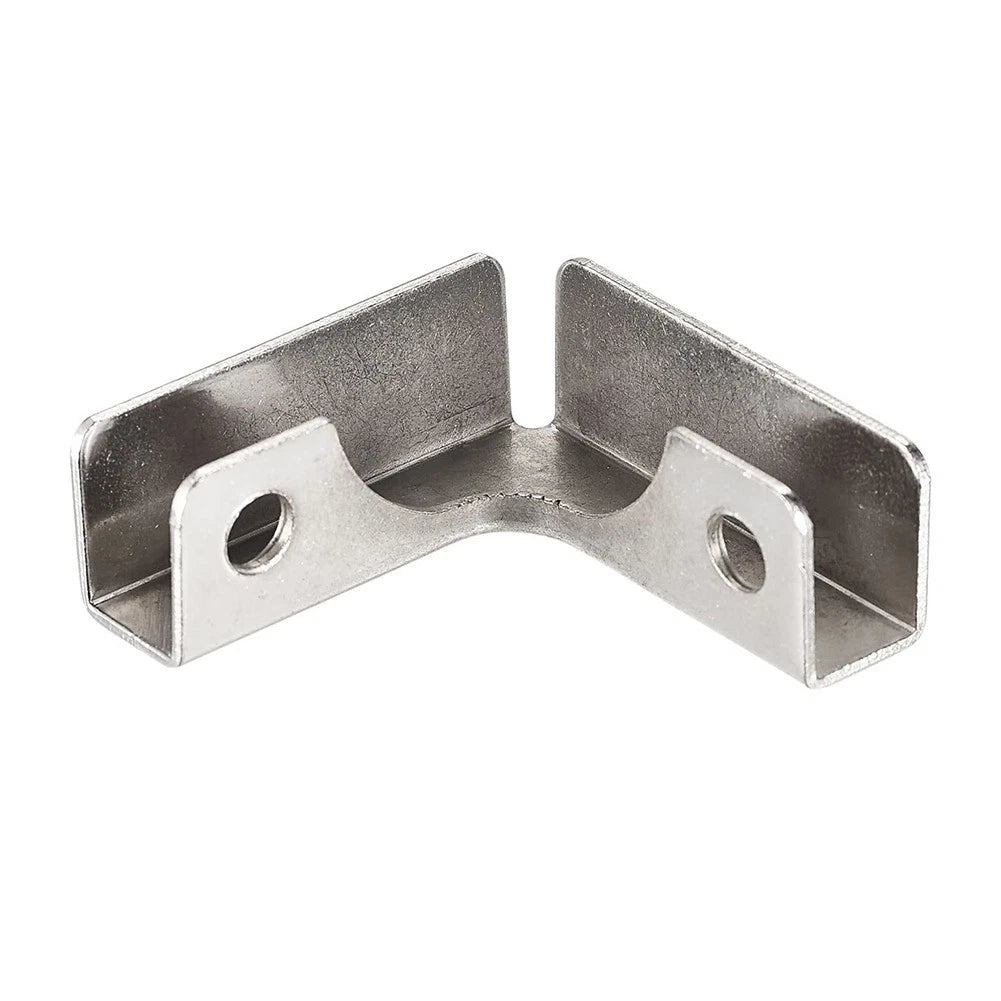 Set of 6 Carbon Steel L Shaped Glass Fixing Clips for Cabinet Display